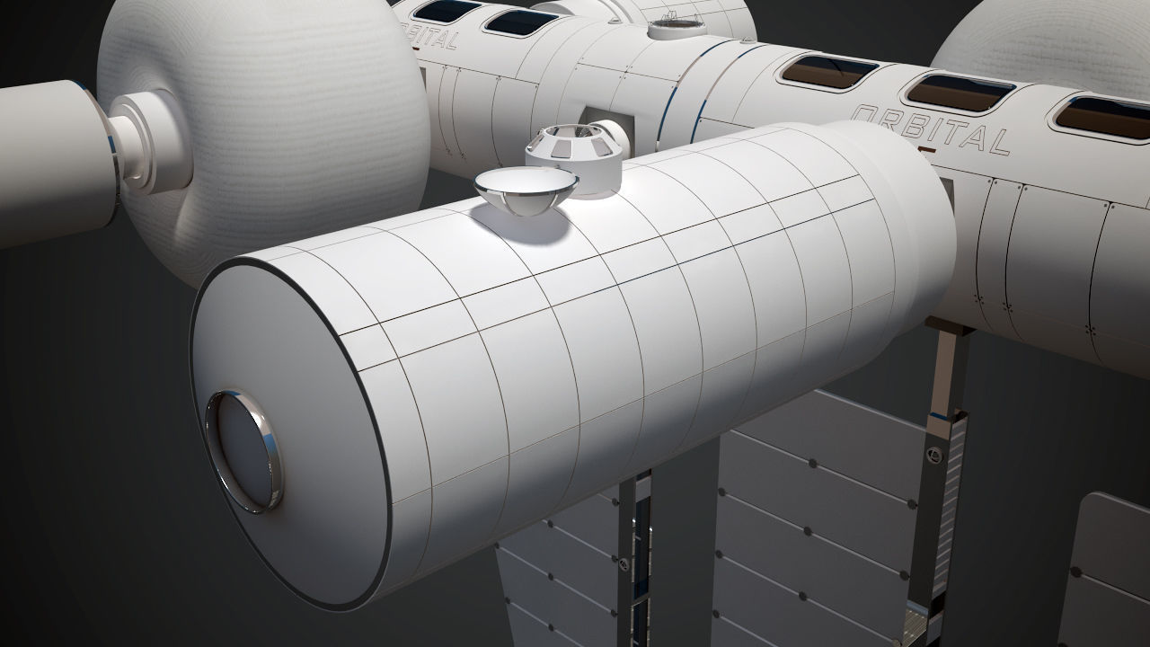 Orbital Reef Space Station with Boeing Starliner Docking Left 3D model_12