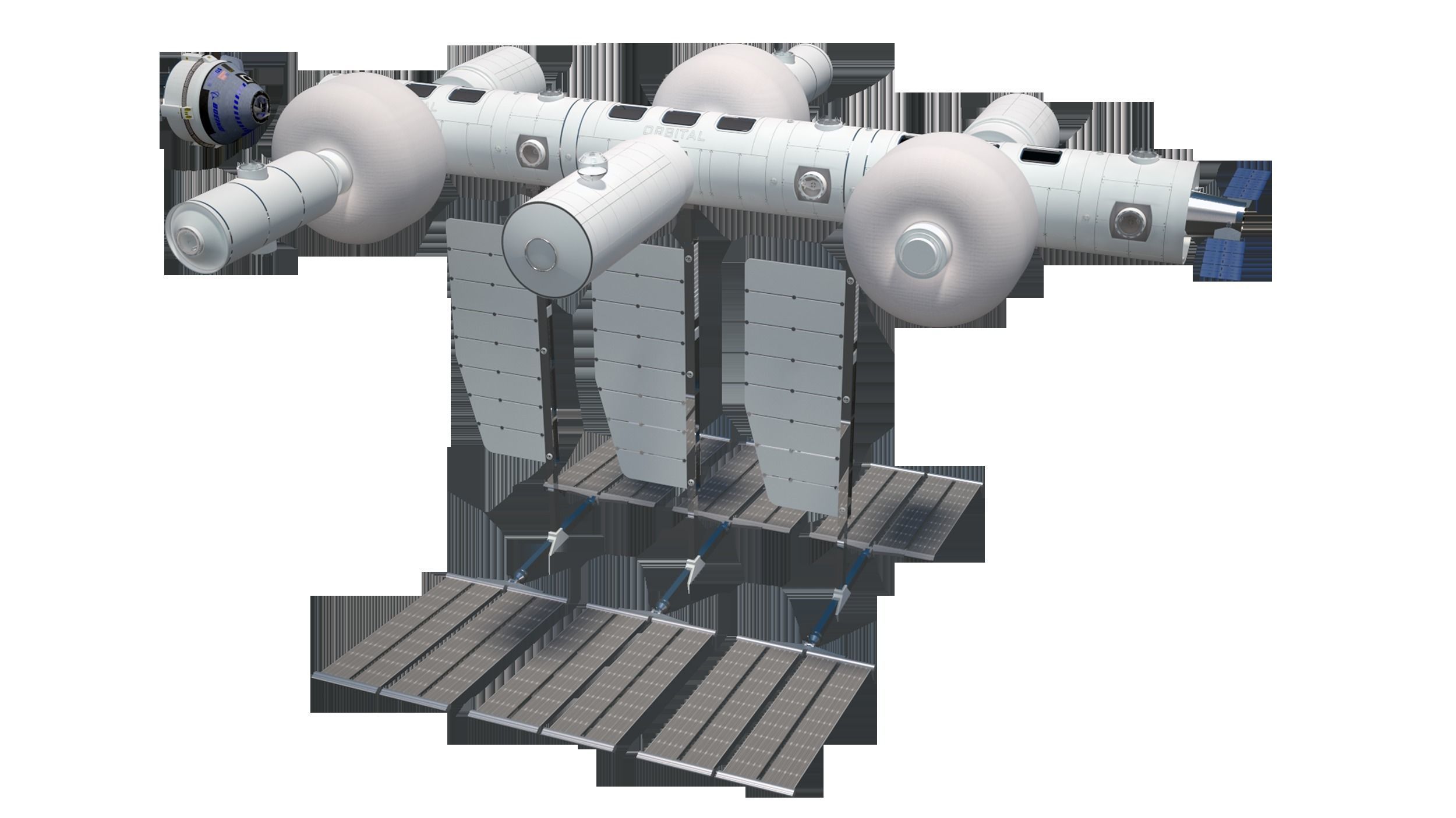 Orbital Reef Space Station with Boeing Starliner Docking Left 3D model_48