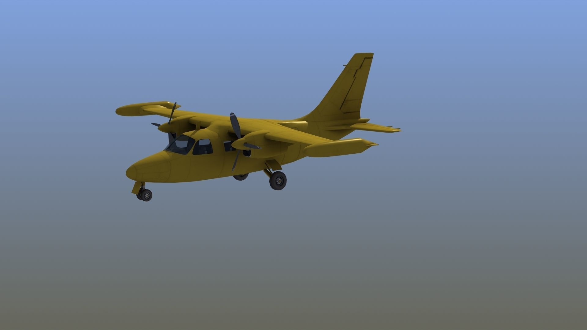 Mitsubishi MU-2 Low-poly 3D model_2
