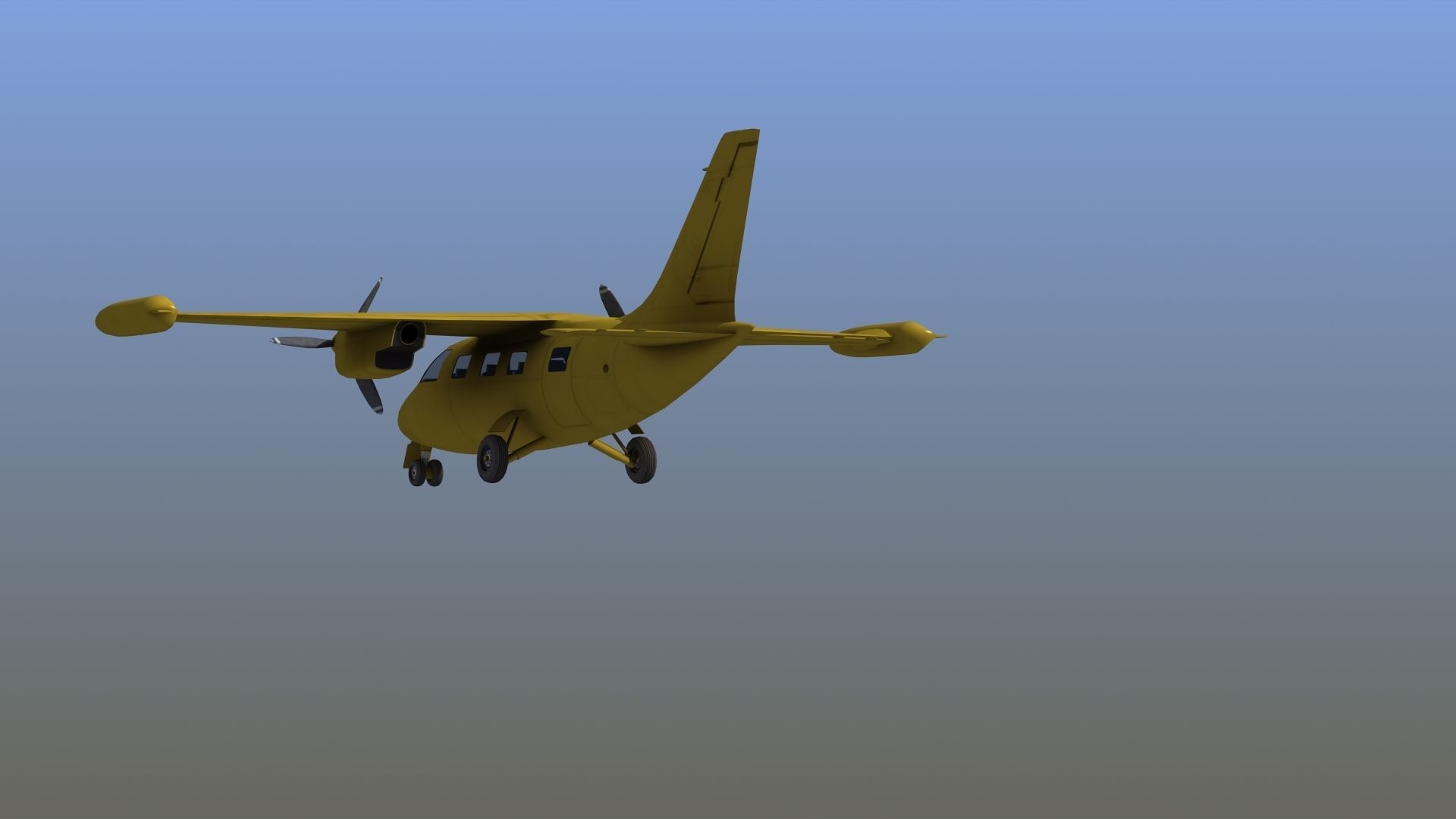 Mitsubishi MU-2 Low-poly 3D model_4