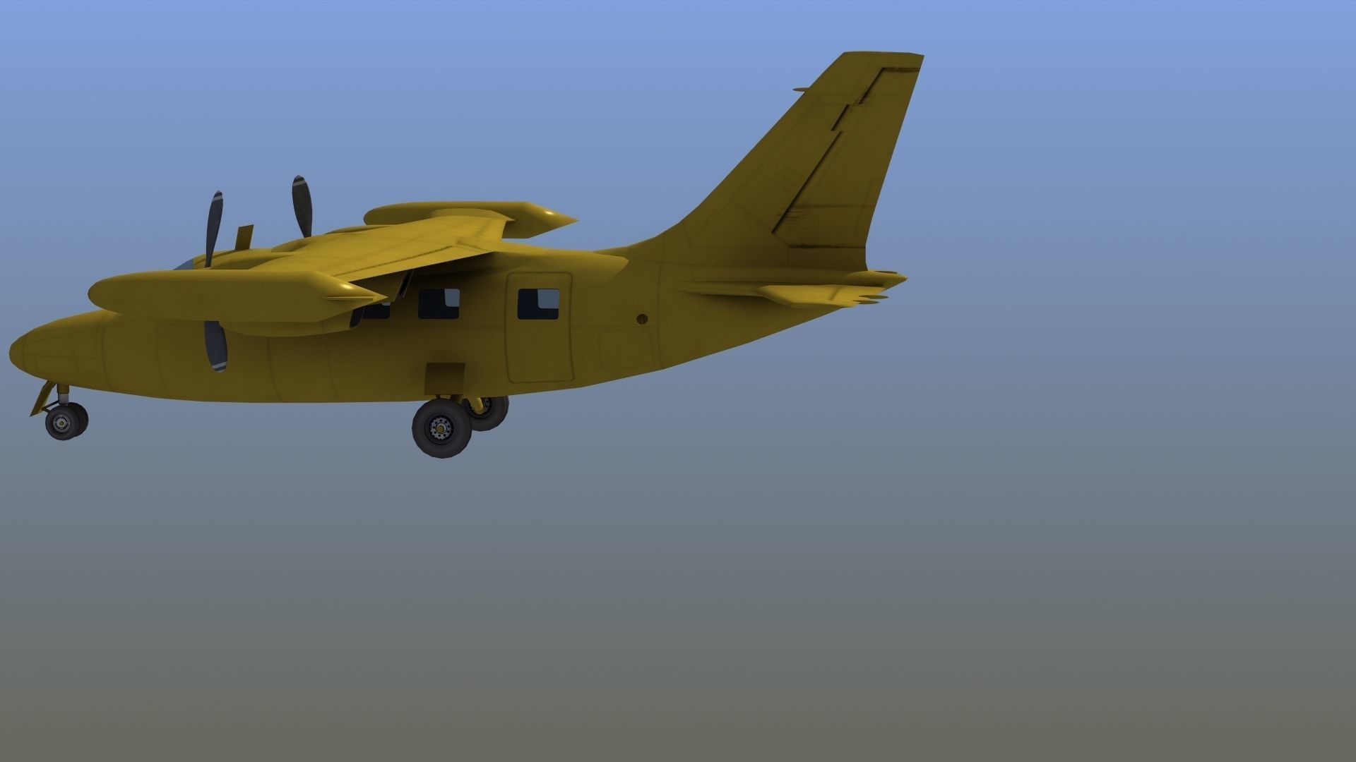 Mitsubishi MU-2 Low-poly 3D model_3