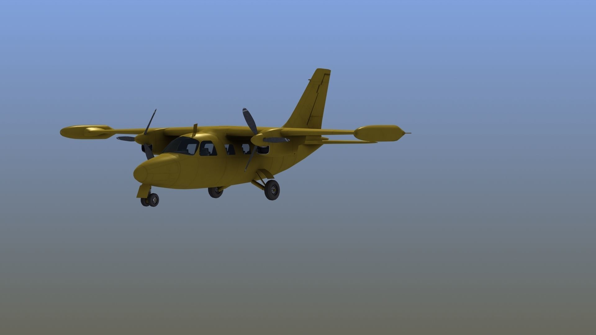 Mitsubishi MU-2 Low-poly 3D model_16
