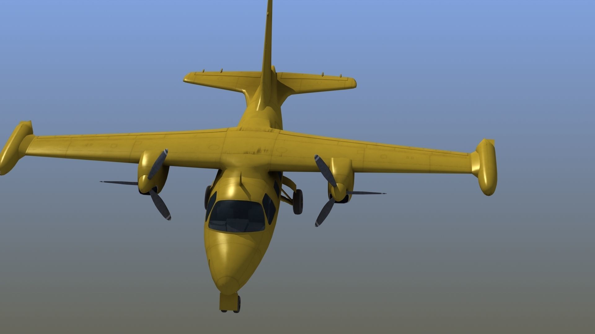 Mitsubishi MU-2 Low-poly 3D model_1