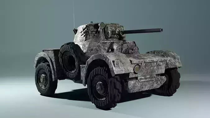 Daimler WW2 Armored Car Game Ready Low-poly 3D model