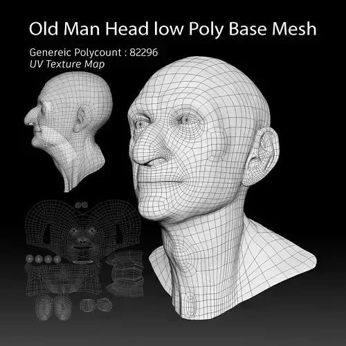 Oldman head low poly