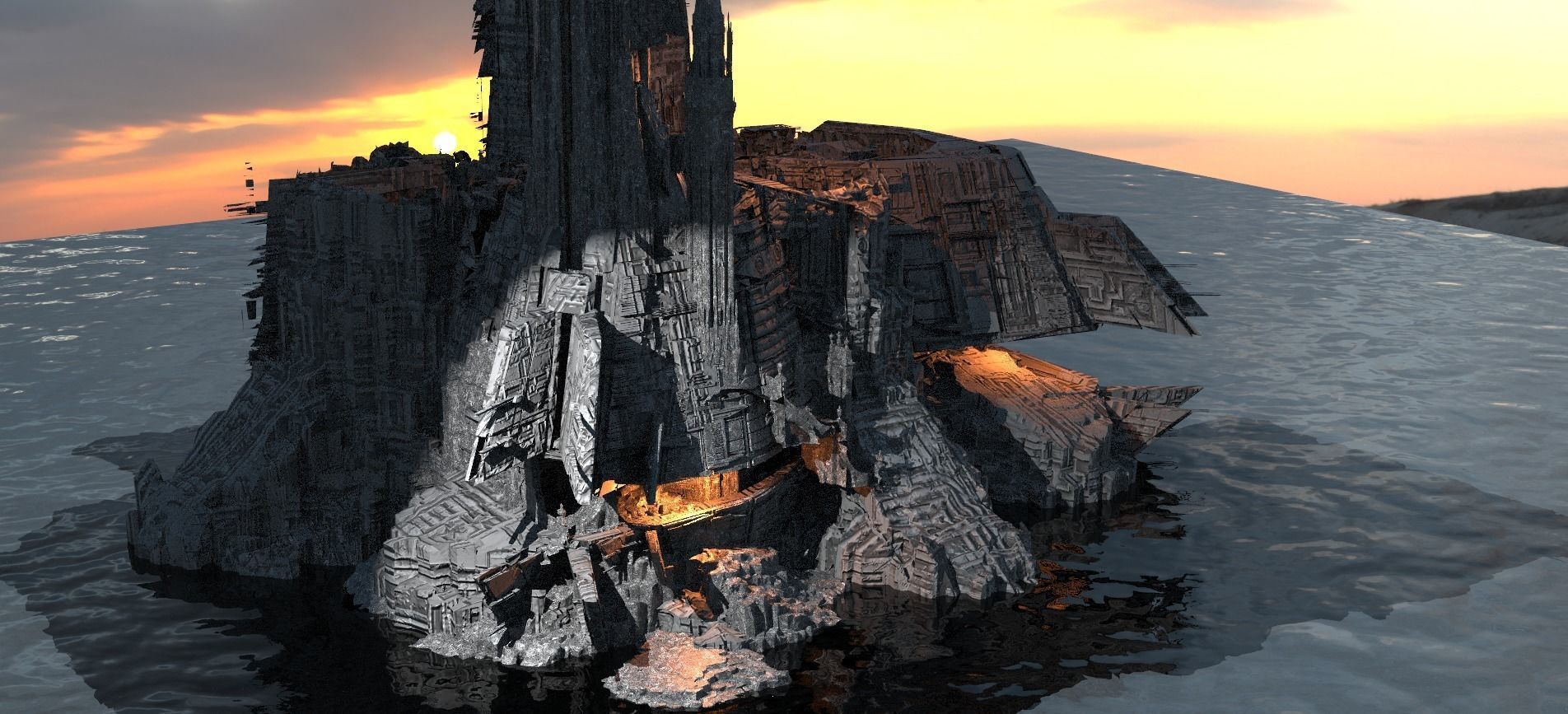 Deep Space facility Elite empire base 3D model_2