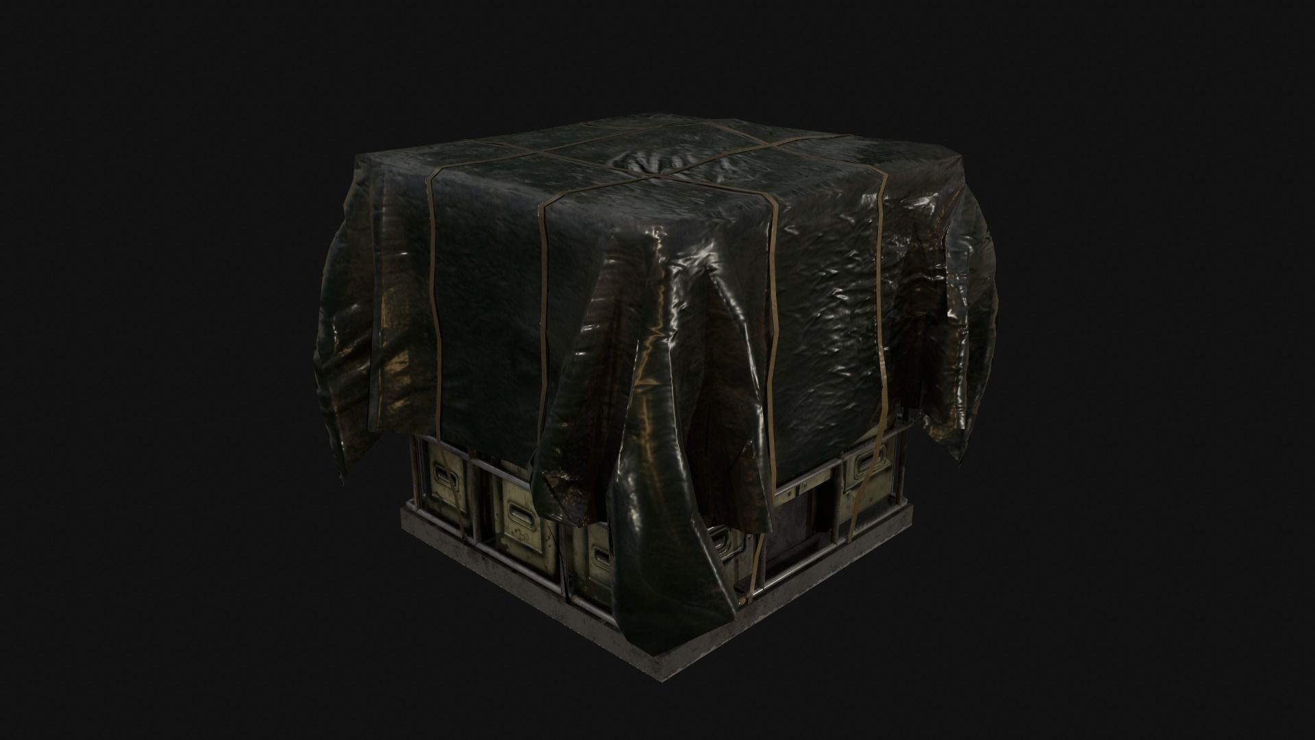 Industrial Covered Cargo Container Free low-poly 3D model_8