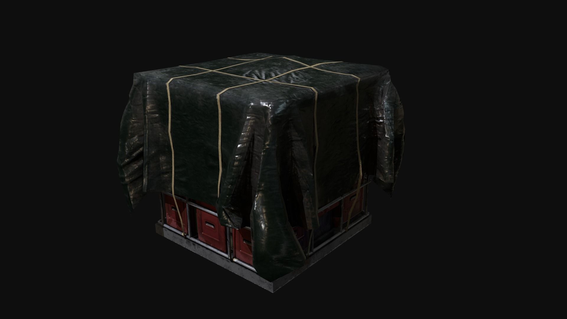 Industrial Covered Cargo Container Free low-poly 3D model_10