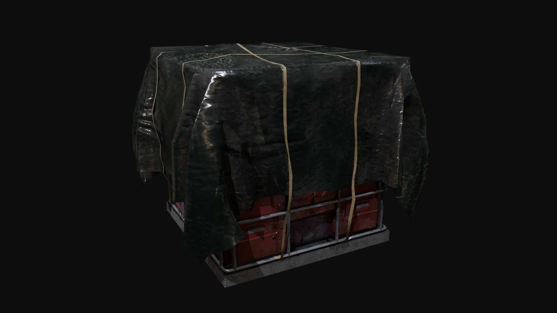 Industrial Covered Cargo Container Free low-poly 3D model_11