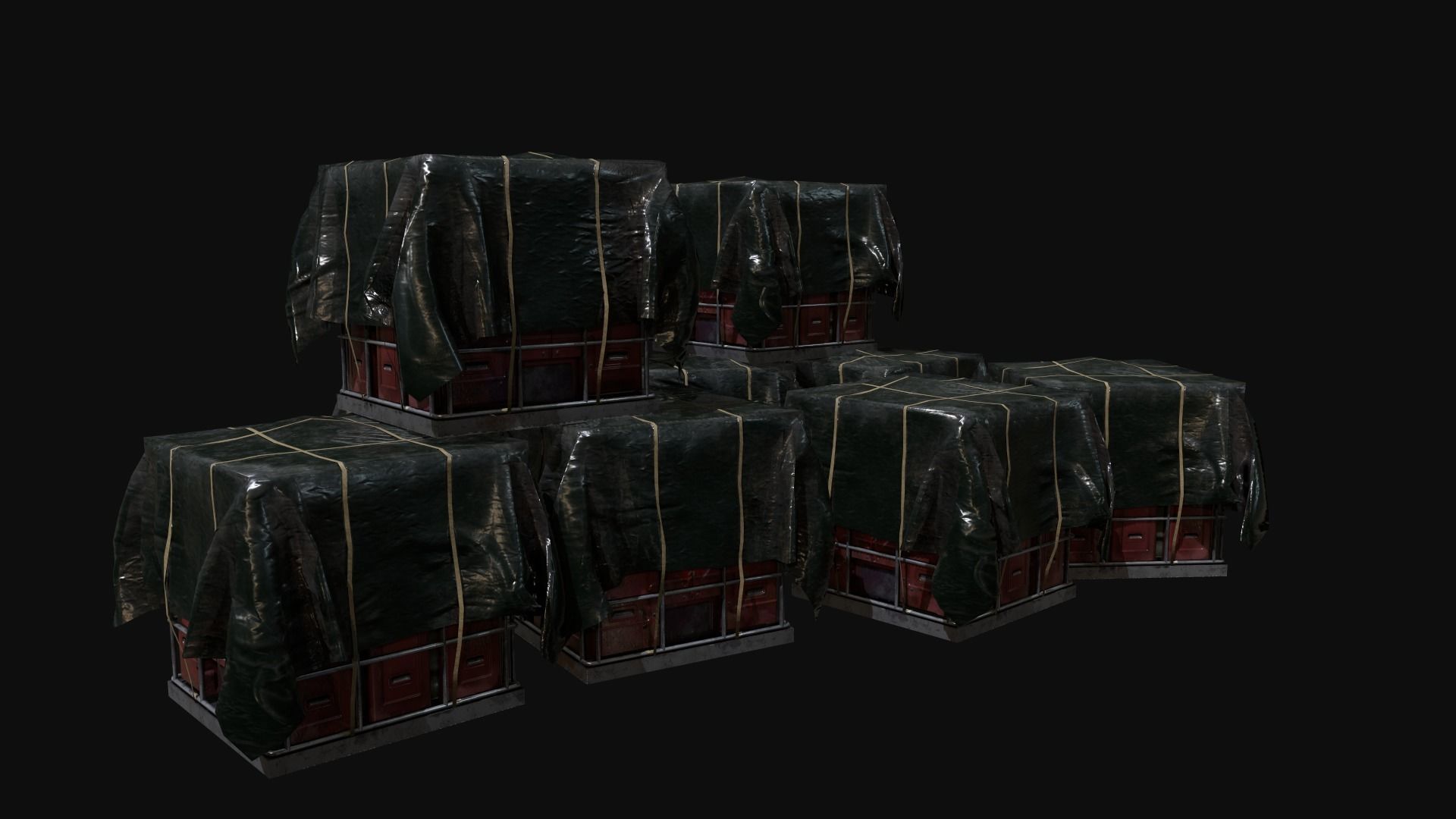 Industrial Covered Cargo Container Free low-poly 3D model_2