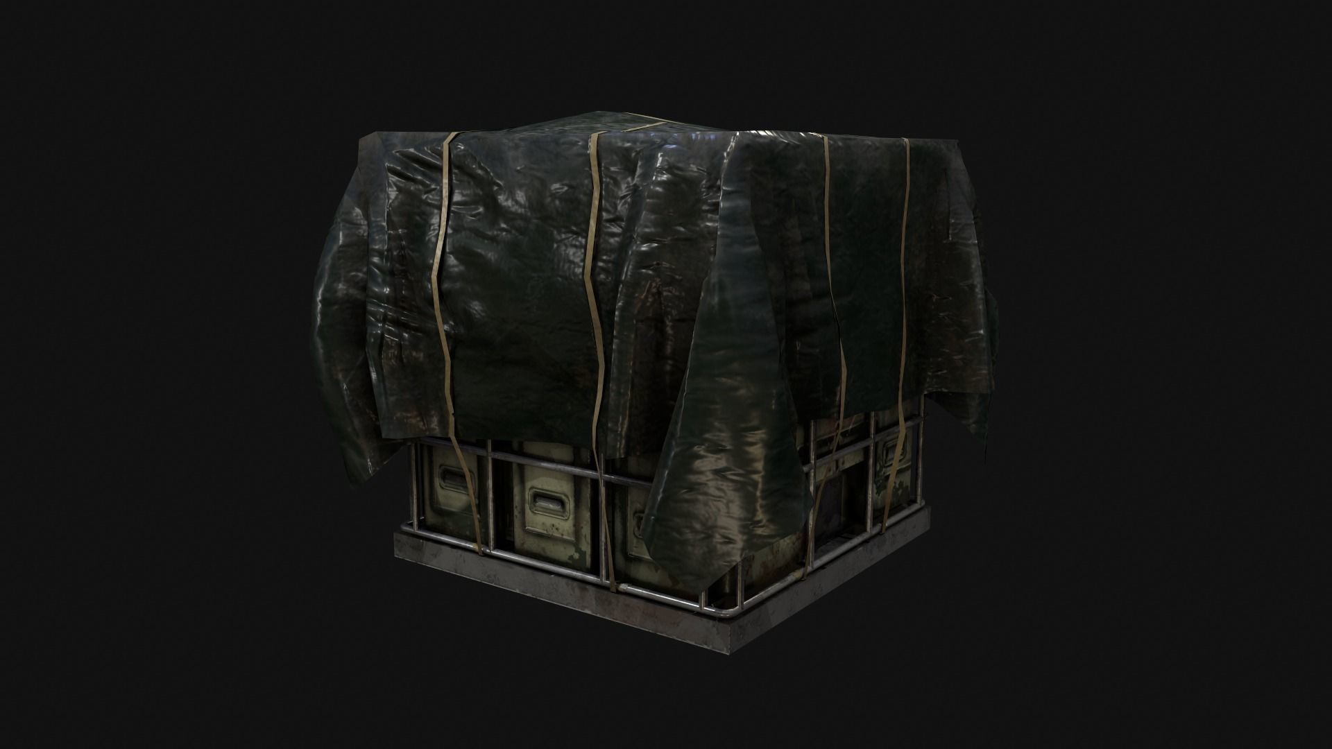 Industrial Covered Cargo Container Free low-poly 3D model_6