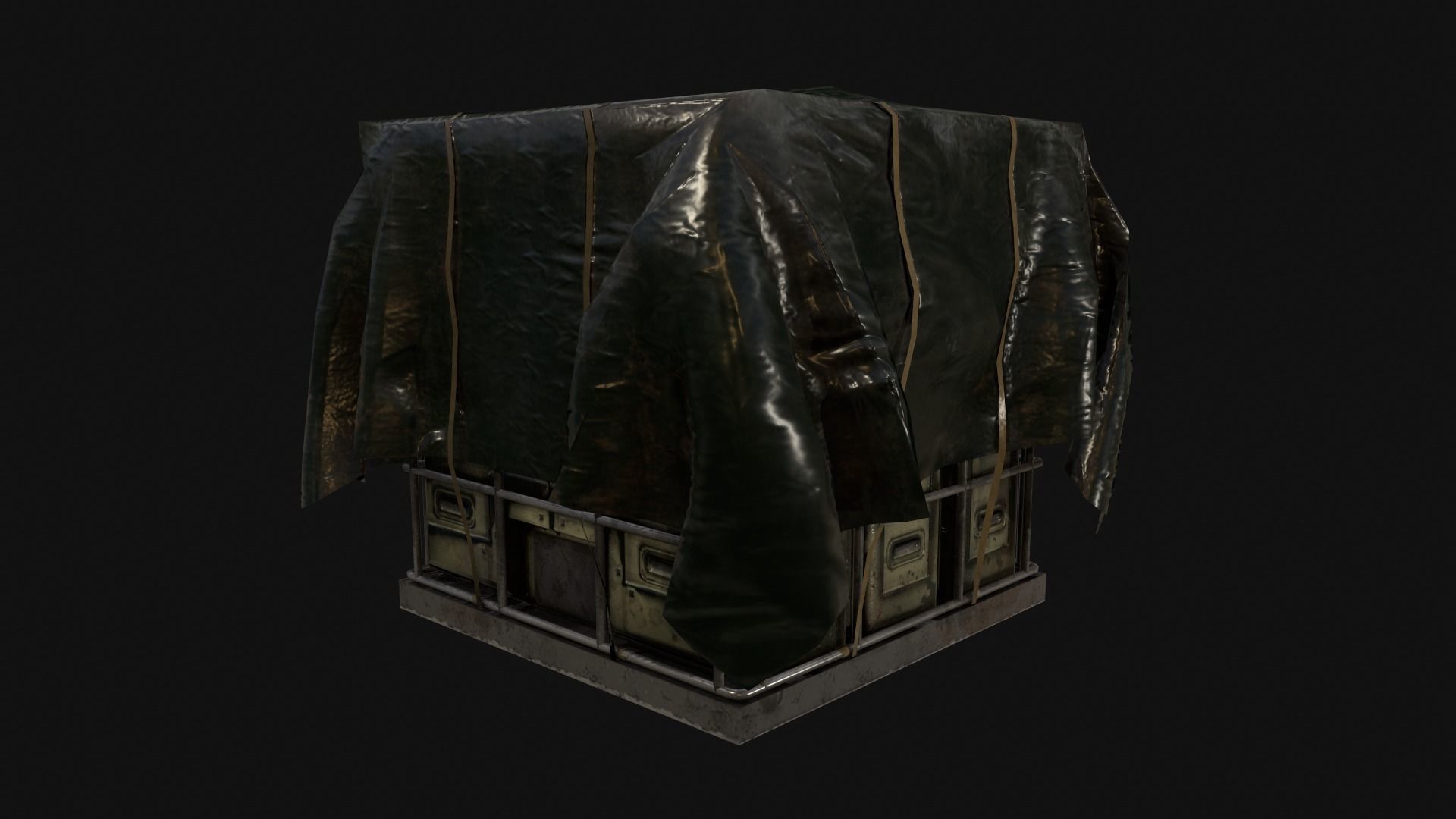 Industrial Covered Cargo Container Free low-poly 3D model_7