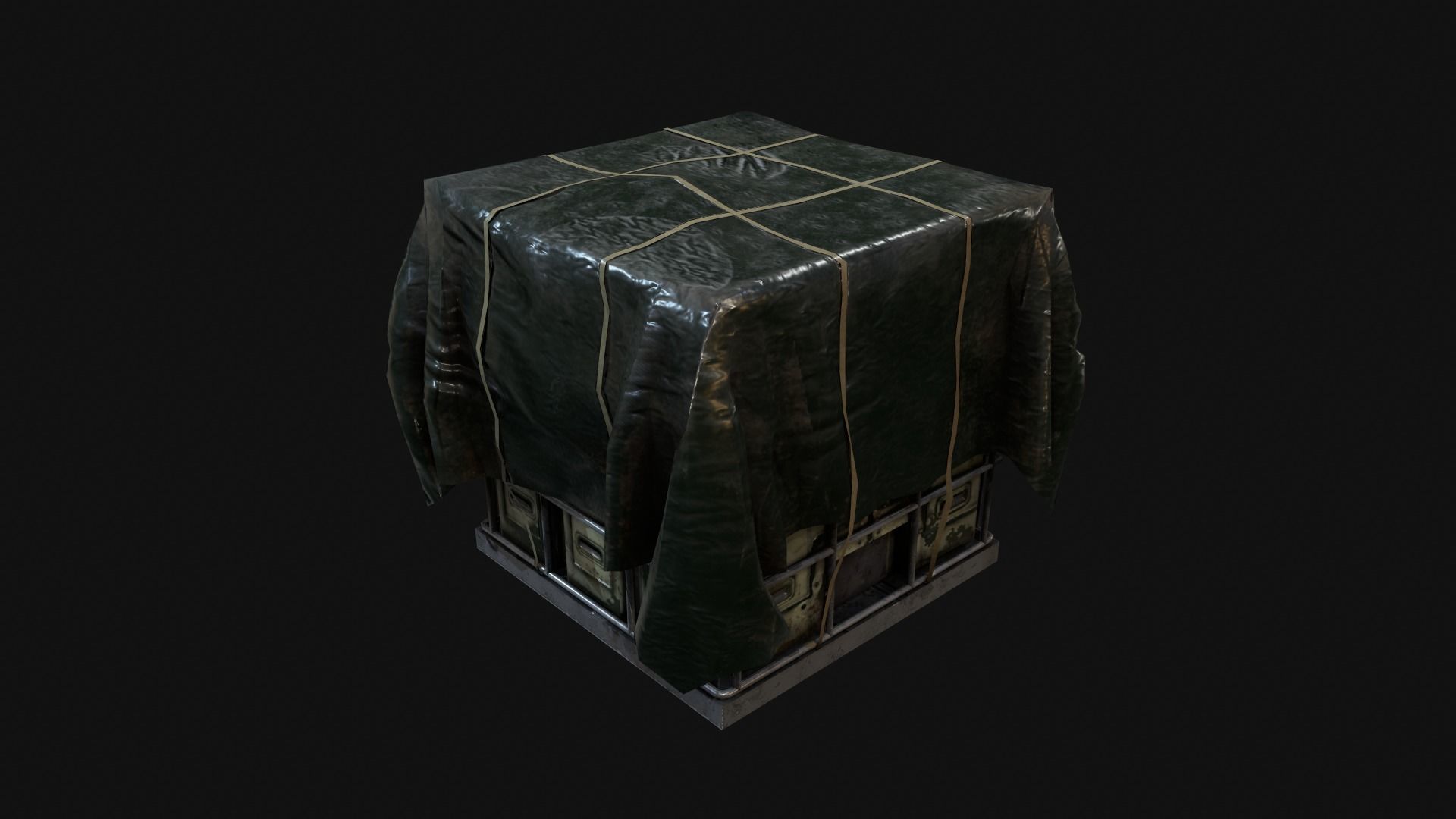 Industrial Covered Cargo Container Free low-poly 3D model_4