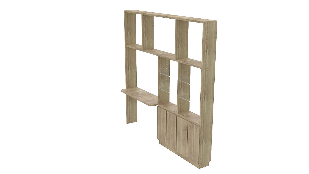 Wall unit with table 3D model_4