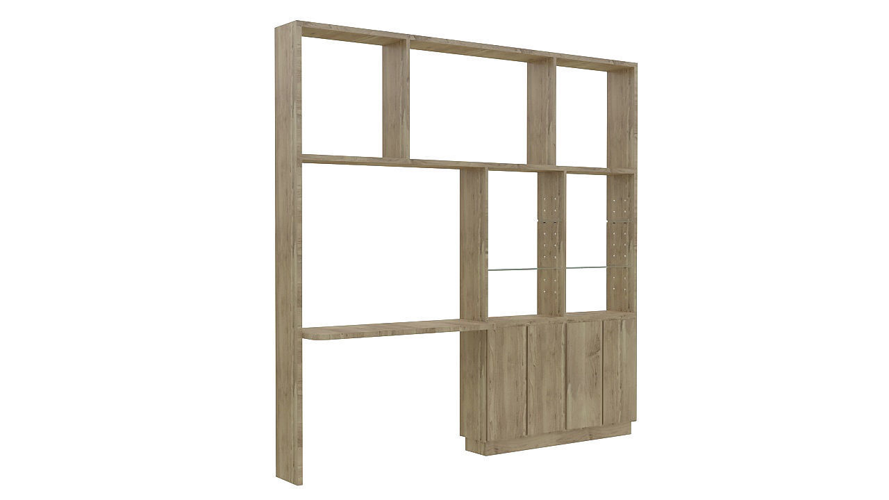 Wall unit with table 3D model_2