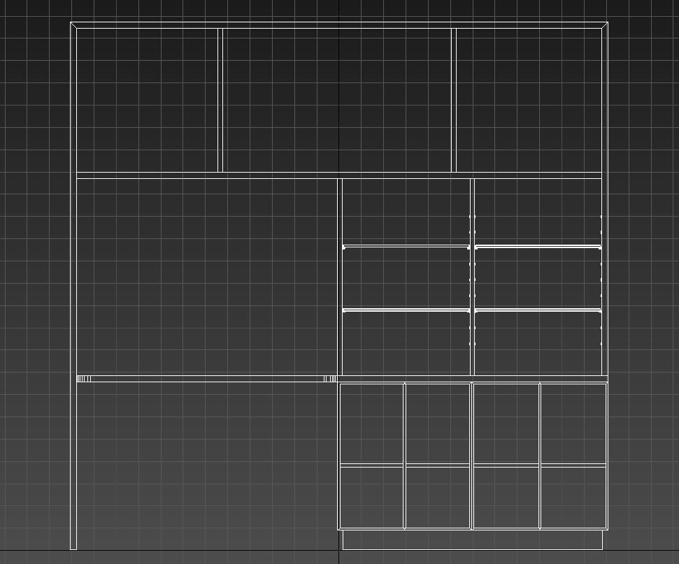 Wall unit with table 3D model_11