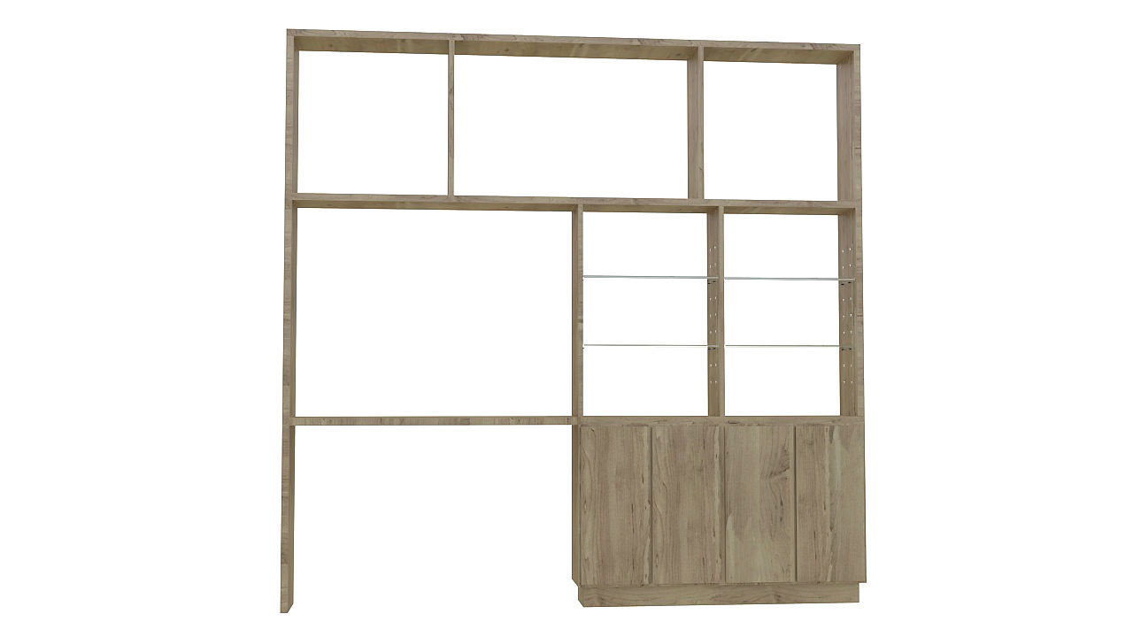 Wall unit with table 3D model_1