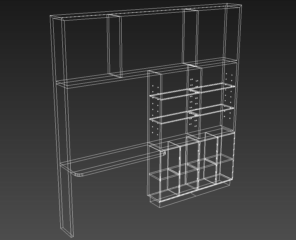 Wall unit with table 3D model_10