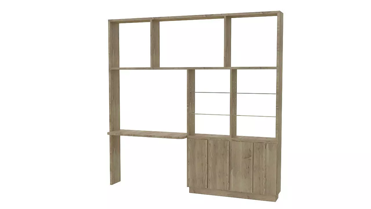 Wall unit with table 3D model_0