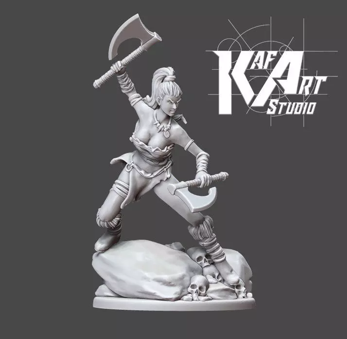 barbarian woman - 35 mm scale 3D print model_0