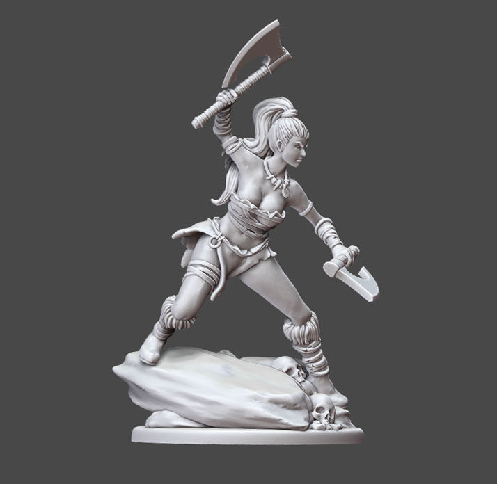 barbarian woman - 35 mm scale 3D print model_7