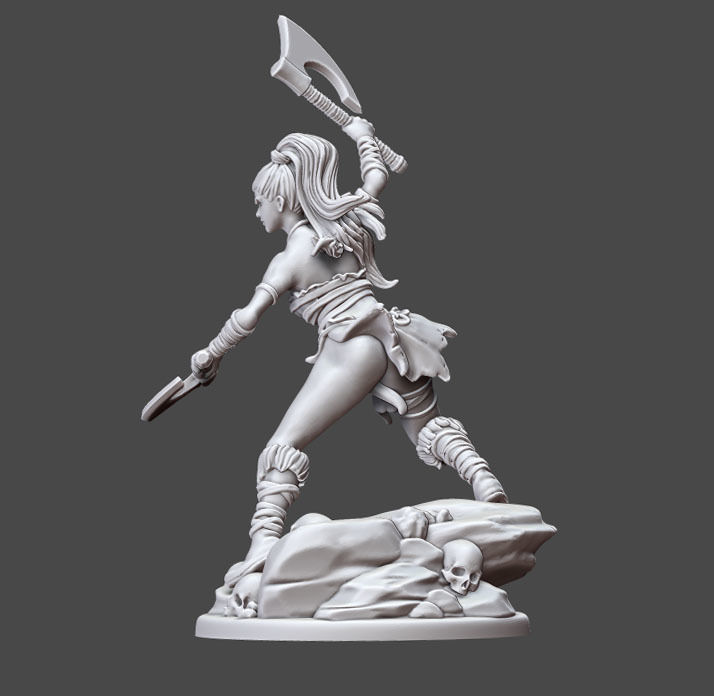 barbarian woman - 35 mm scale 3D print model_4