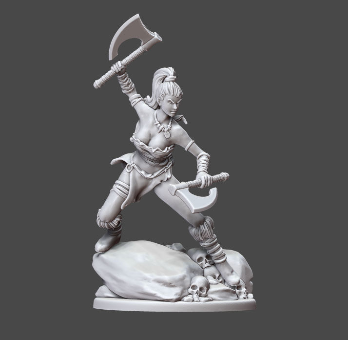 barbarian woman - 35 mm scale 3D print model_1