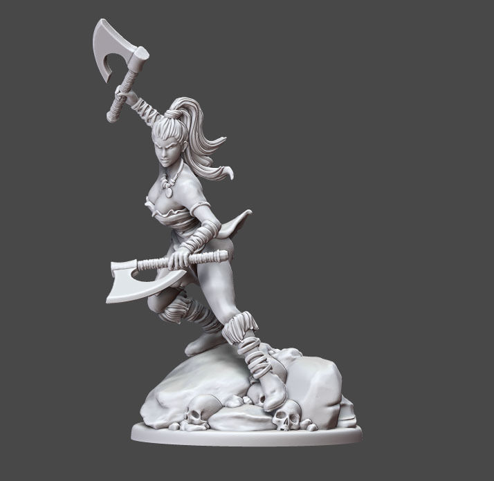 barbarian woman - 35 mm scale 3D print model_2