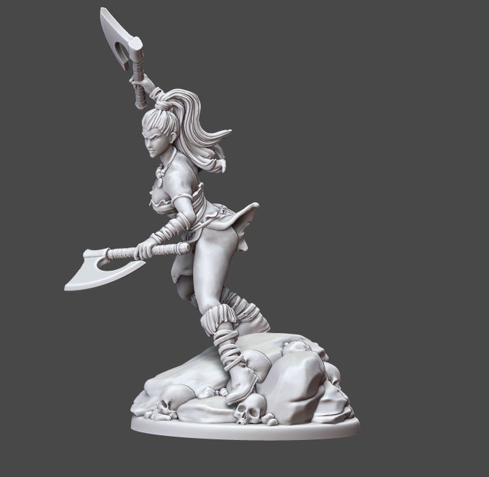 barbarian woman - 35 mm scale 3D print model_3