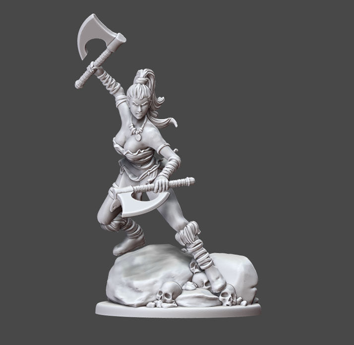 barbarian woman - 35 mm scale 3D print model_9
