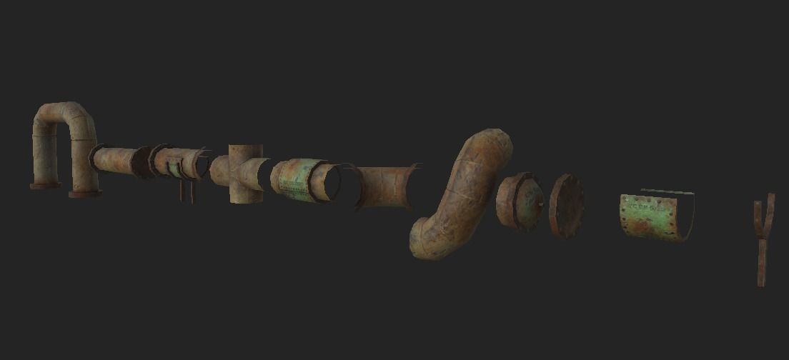 Lead Rusty Plumber Pipes Free low-poly 3D model_9