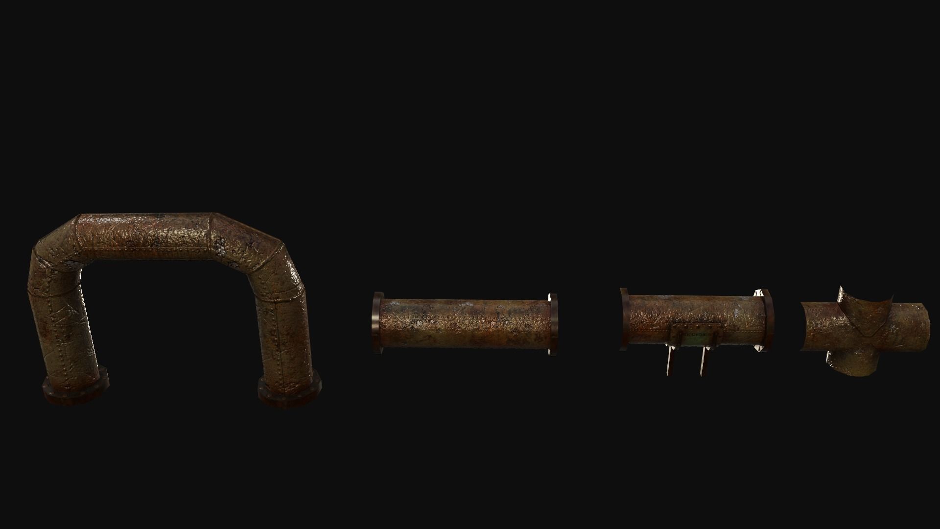 Lead Rusty Plumber Pipes Free low-poly 3D model_4