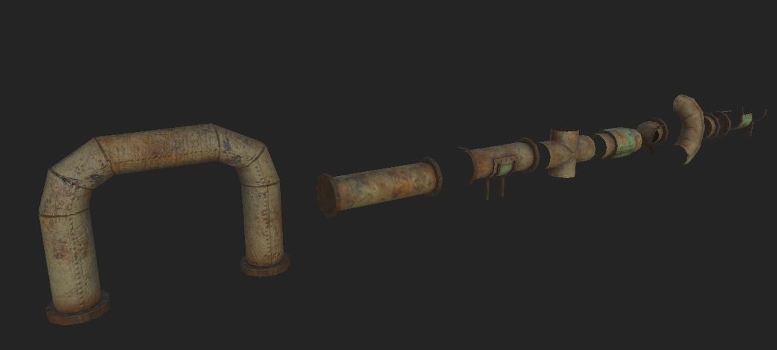 Lead Rusty Plumber Pipes Free low-poly 3D model_6