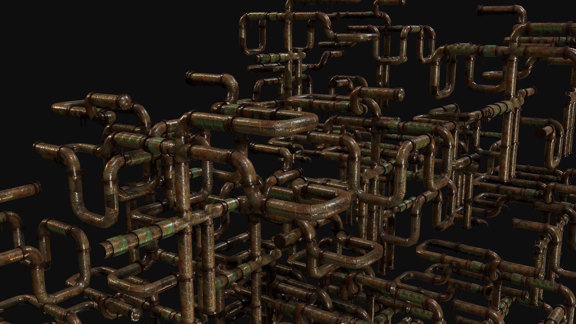 Lead Rusty Plumber Pipes Free low-poly 3D model_1