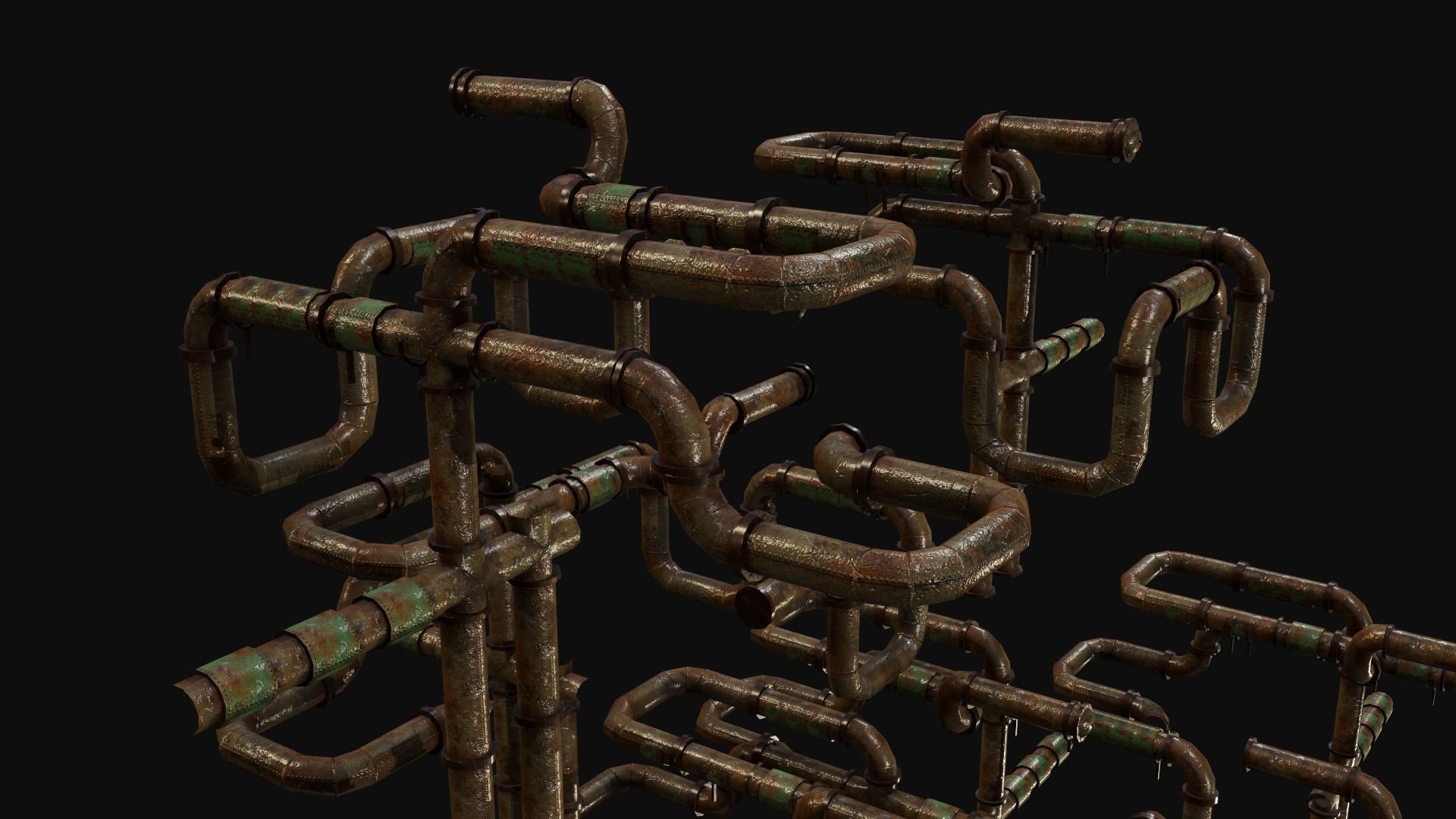Lead Rusty Plumber Pipes Free low-poly 3D model_2