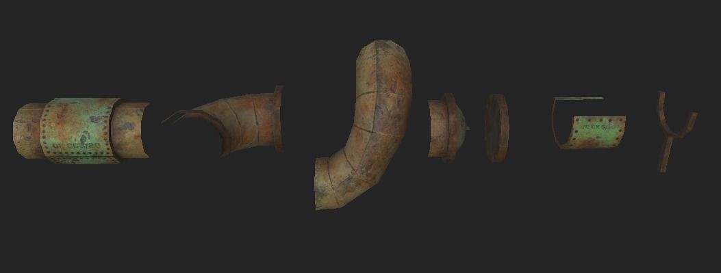 Lead Rusty Plumber Pipes Free low-poly 3D model_7
