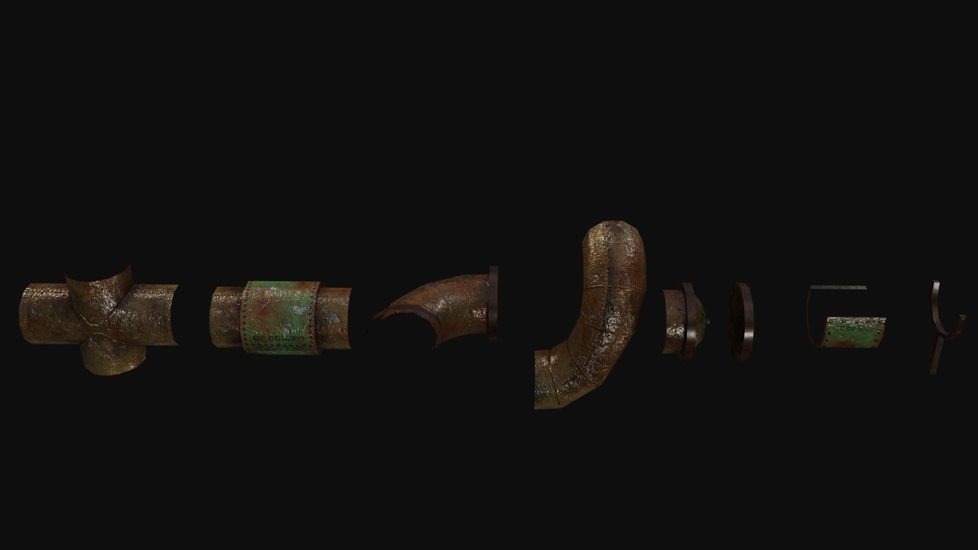 Lead Rusty Plumber Pipes Free low-poly 3D model_5