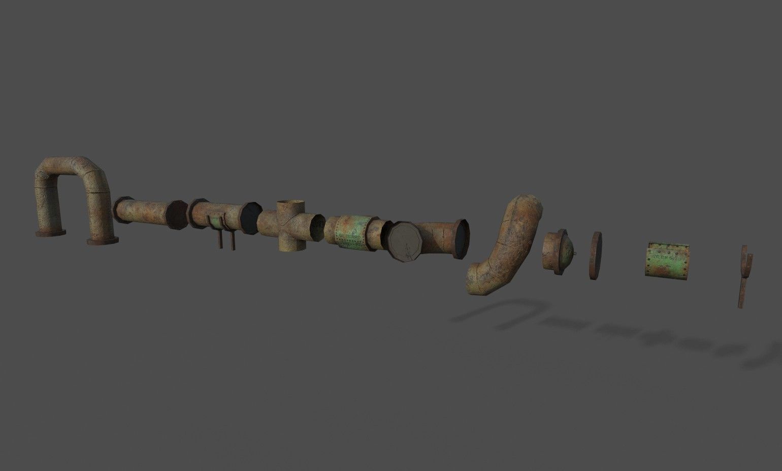 Lead Rusty Plumber Pipes Free low-poly 3D model_10