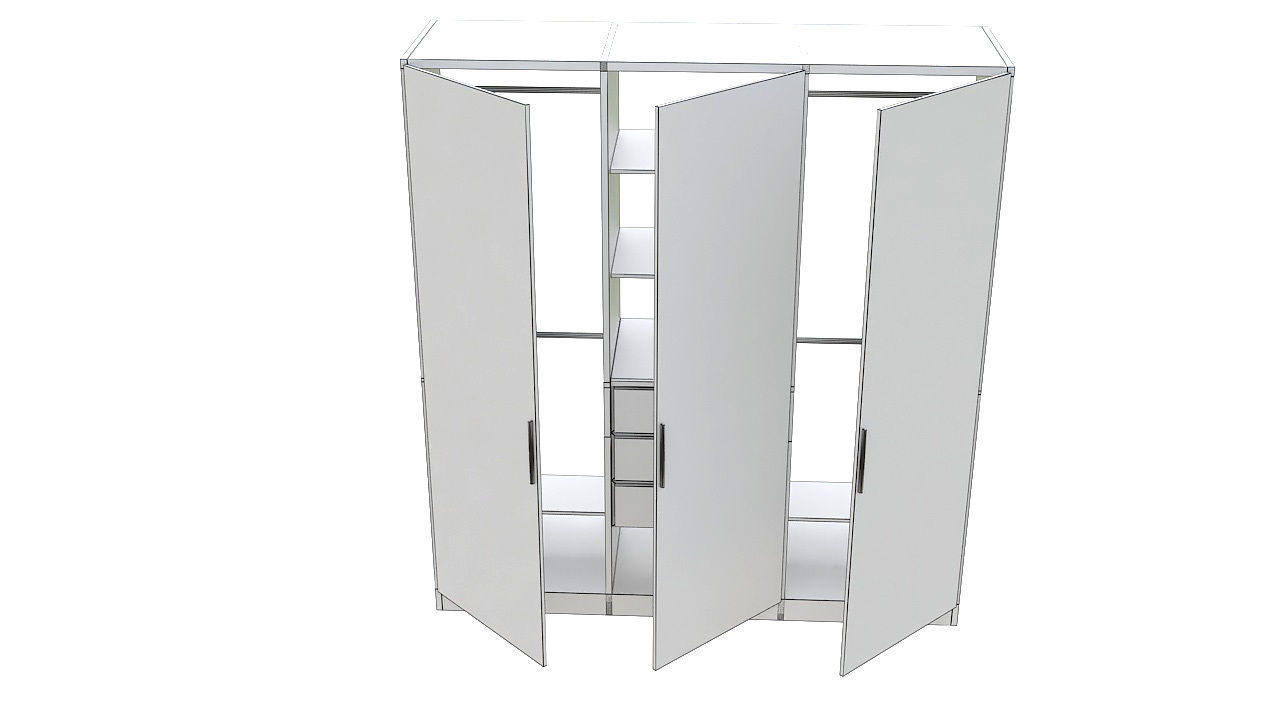 Wooden armoire closet  3D model_9