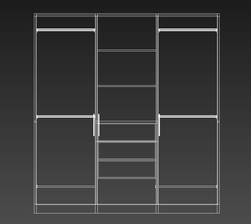 Wooden armoire closet  3D model_14