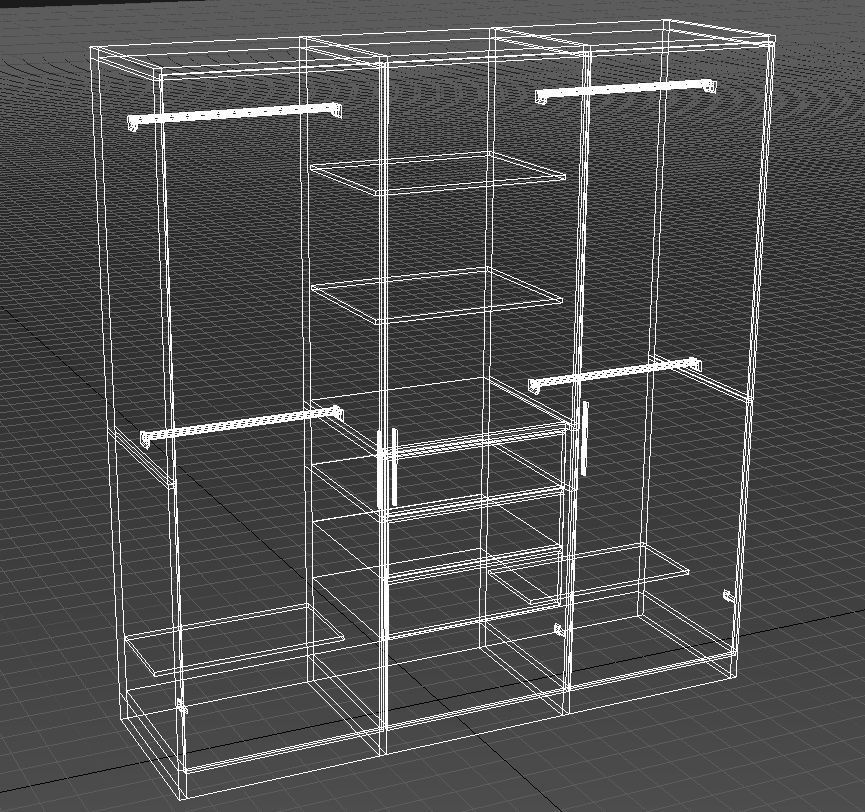 Wooden armoire closet  3D model_12