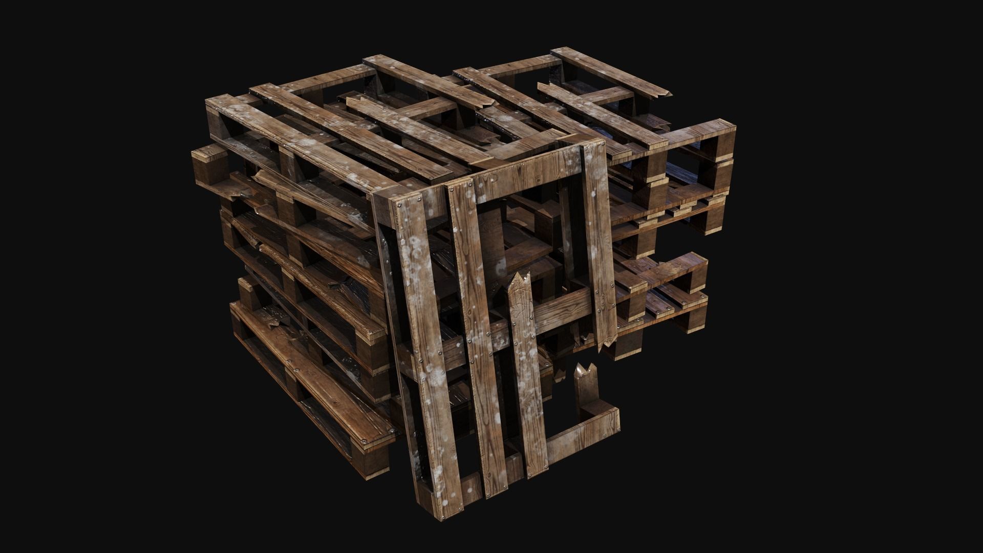 Wooden Palletes Free low-poly 3D model_4