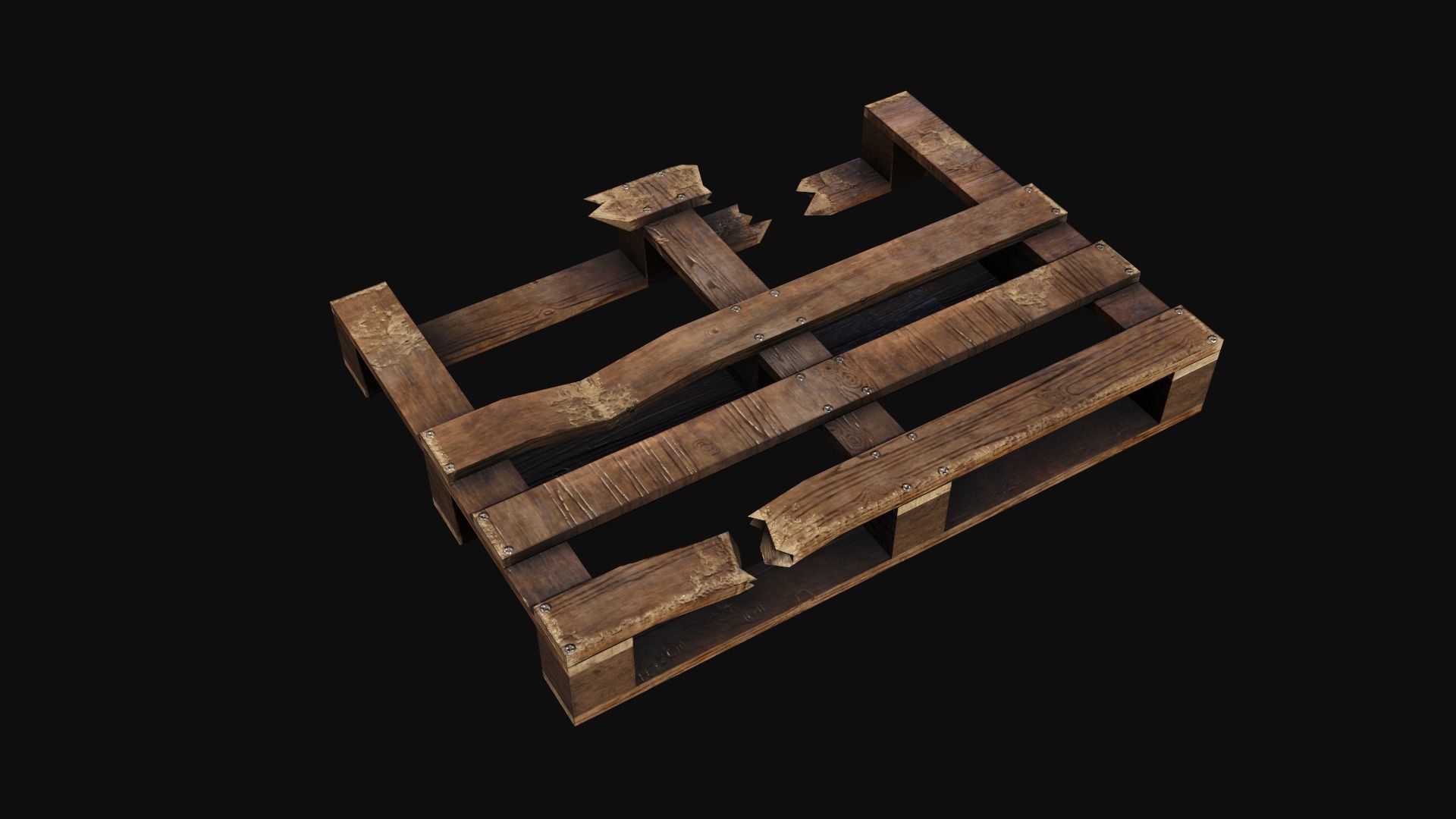 Wooden Palletes Free low-poly 3D model_16