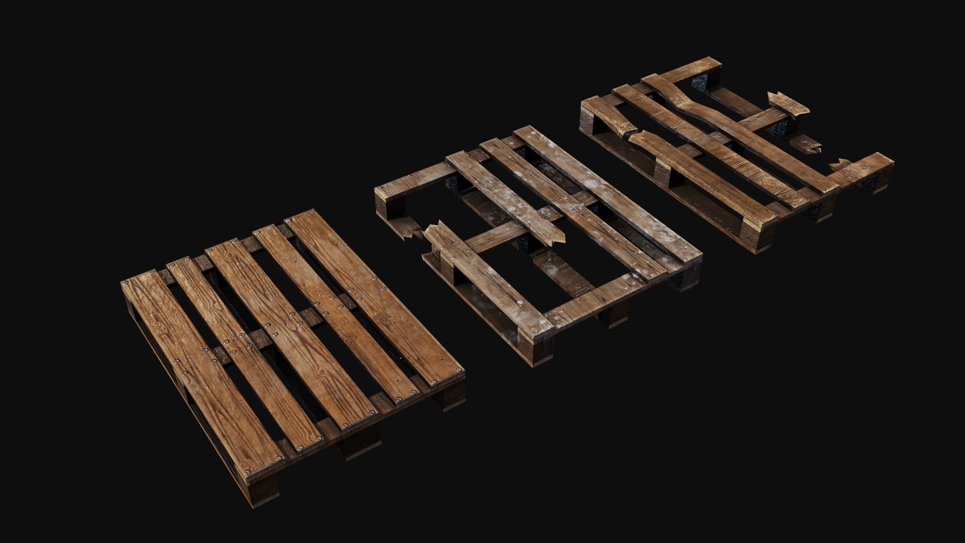 Wooden Palletes Free low-poly 3D model_9