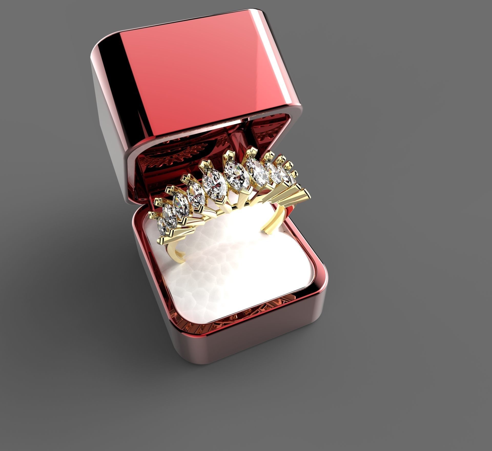Marquise ring 3D print model_5