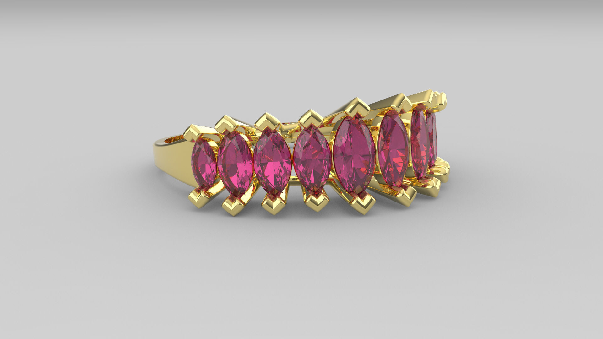 Marquise ring 3D print model_3