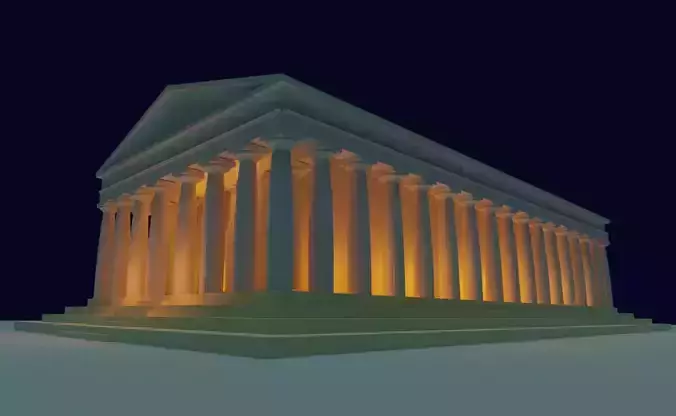 The Parthenon greek temple at night 3D model