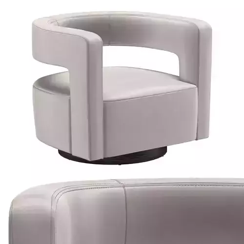 DREW CURVED LEATHER SWIVEL CHAIR