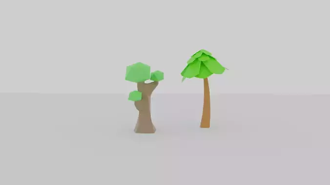 Low poly tree set of three trees