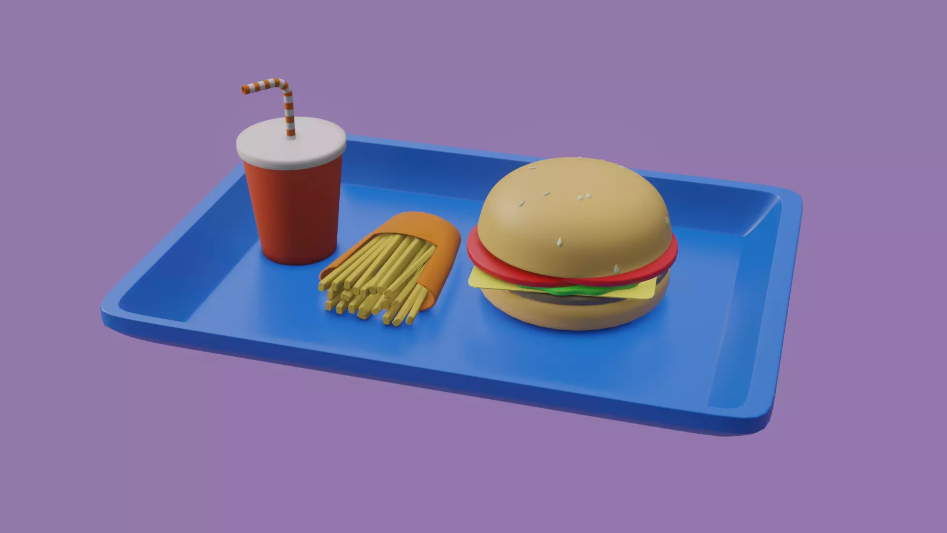Lowpoly 3D Burger Menu Low-poly 3D model_0